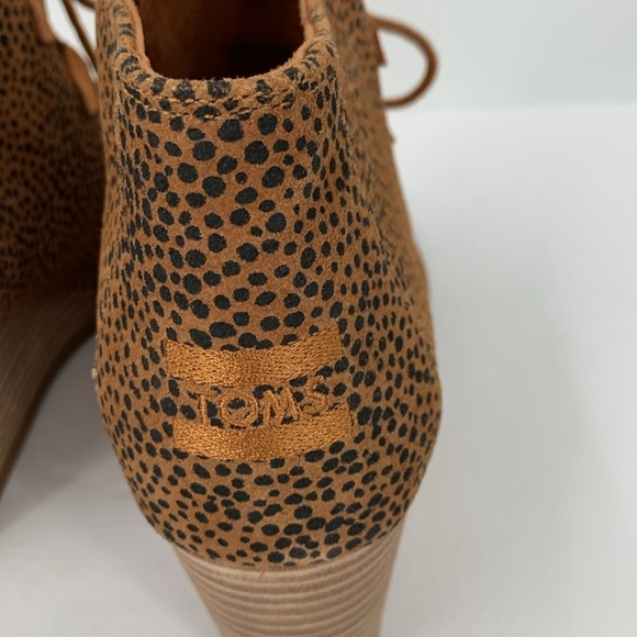 TOMS Kala wedge ankle boots booties lace-up mini Cheetah suede shoe brown new 10 - Picture 6 of 9
